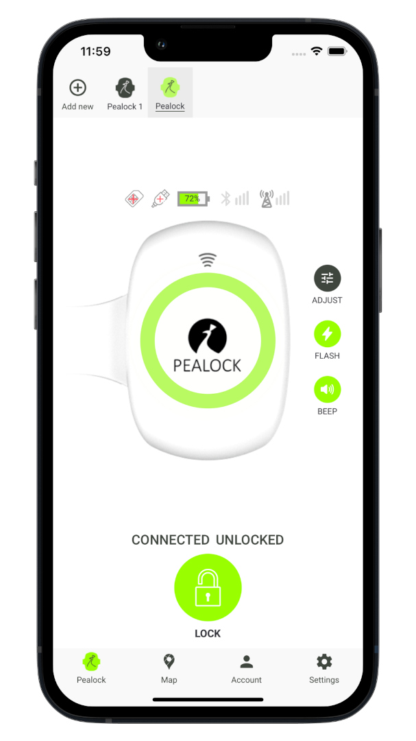 Pealock 2 app smartphone